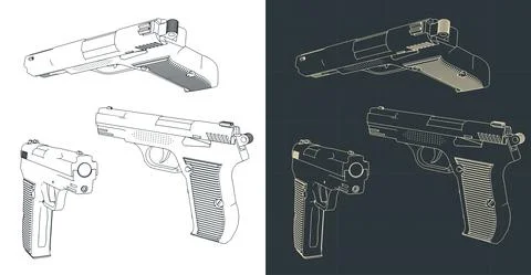 Pistol drawings Stock Illustration