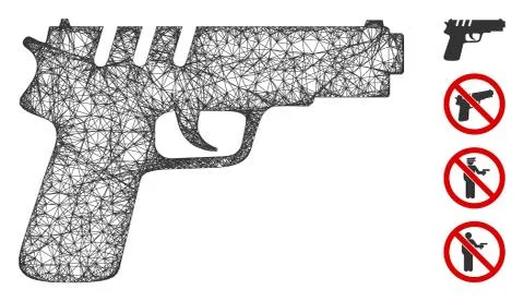 Pistol Gun Web Vector Mesh Illustration 库存插图