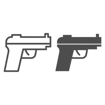 Pistol line and solid icon. Firearm or handgun, gangster gun symbol, outline Stock Illustration