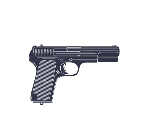 Pistol, old soviet world war 2 handgun isolated on white Stock Illustration