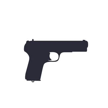 Pistol, old soviet world war 2 handgun silhouette isolated on white Stock Illustration