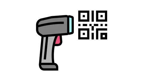 Pistol for scanning bar code color icon animation Video stock 157262782