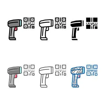 Pistol for scanning bar code color multistyle icon vector isolated Illustrazione stock