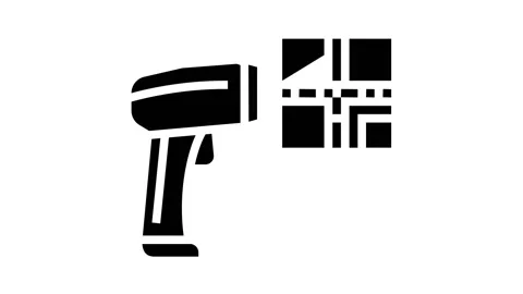 Pistol for scanning bar code glyph icon animation Video stock 157265971
