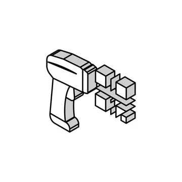 Pistol for scanning bar code isometric icon vector illustration Stock Illustration