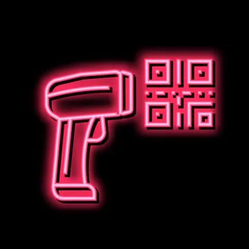 Pistol for scanning bar code neon glow icon illustration Stockillustratie