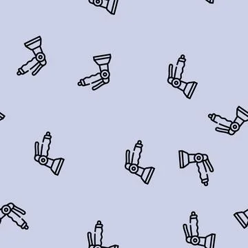 Pistol spray watering line vector seamless pattern Stock Illustration