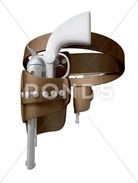 Pistols in a leather holster side Stock Illustration