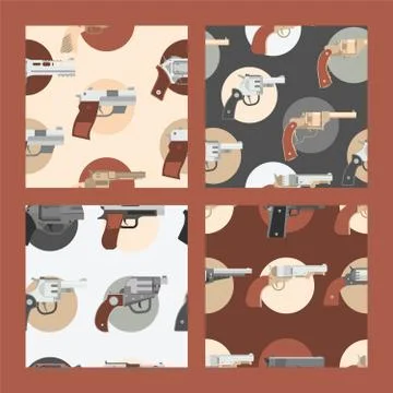 Pistols vector seamless pattern western gun cowboys retro revolver backdrop Stock Illustration