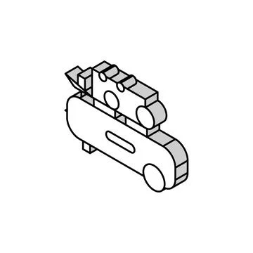 Piston air compressor isometric icon vector illustration Ilustração Stock