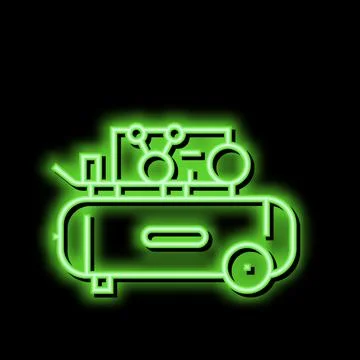 Piston air compressor neon glow icon illustration Ilustração Stock