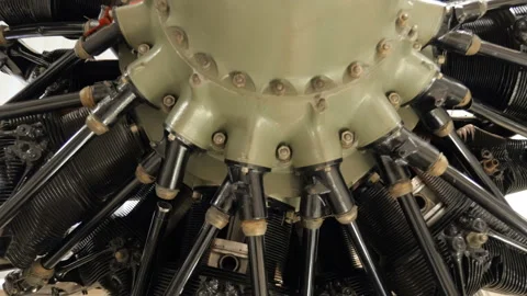 The piston aircraft engine. Aircraft construction. Stock Footage 91205333