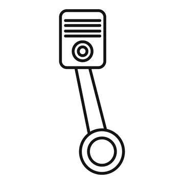 Piston and connecting rod engine part outline Stock Illustration