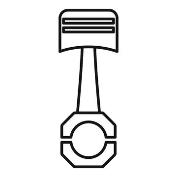 Piston and connecting rod engine part outline icon Stock Illustration