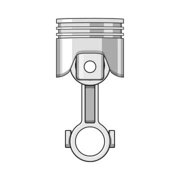 Piston and connecting rod engine component mechanism Stock Illustration