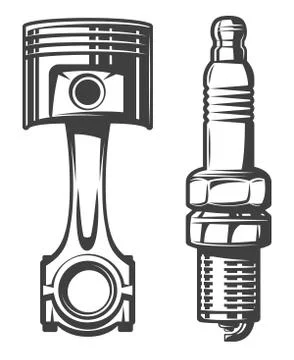 Piston and spark plug Stock Illustration