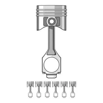 Piston with connecting rod for engine mechanism Stock Illustration