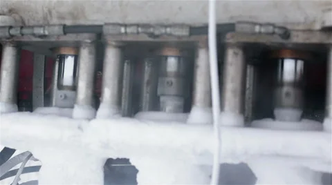 A piston engine on cryogenic equipment. Close up. Stock Footage 57766559