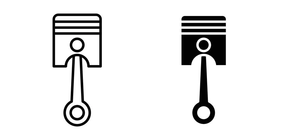 Piston icon thin line and clipart style vector set Stock Illustration