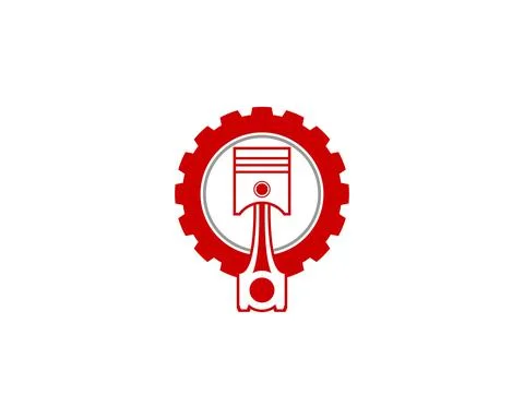 Piston inside the gear logo Stock Illustration