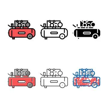 Piston simplified air compressor color icon vector Stock Illustration