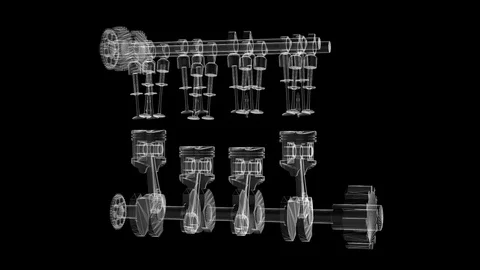 Piston Wireframe Stock Footage 122909330