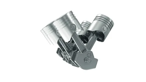 Pistons and Crankshaft Loop Rotation on Green Screen. V8 Engine Stock Footage 103226883