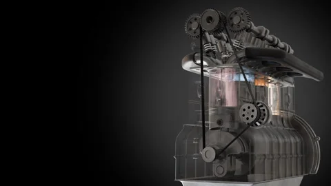 Pistons engine block crankshaft assembly with detailed mechanical movements Stock Footage 321007991