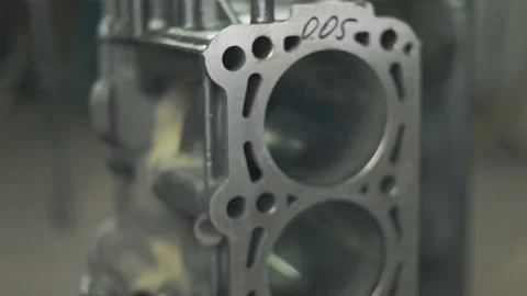 Pistons of the engine with connecting rods. Spare parts for diesel engine Stock Footage 97148411