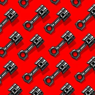 Pistons lined on a yellow background Stock Illustration