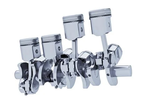 Pistons V8 engine chrome Stock Illustration