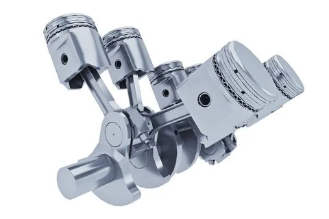 Pistons V8 engine chrome Stock Photos