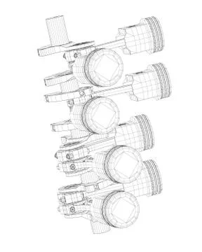 Pistons, V8 engine Illustrazione stock