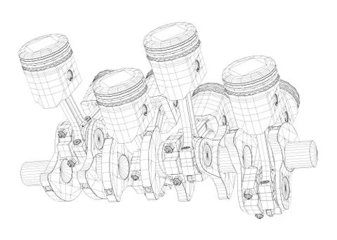 Pistons, V8 engine Illustrazione stock