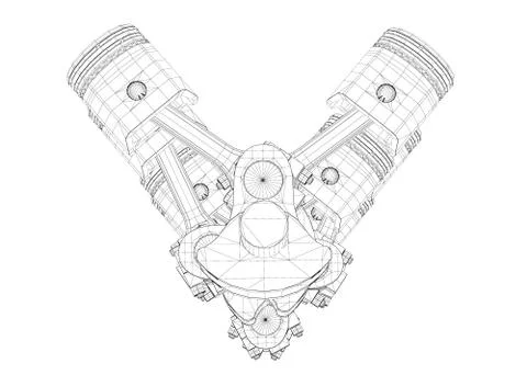 Pistons, V8 engine Illustrazione stock