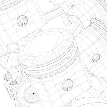 Pistons, V8 engine Stock Illustration