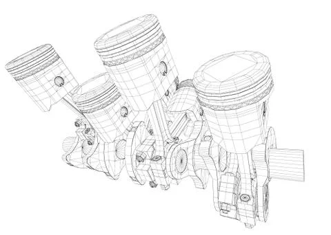 Pistons, V8 engine Stock Illustration