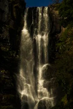 Pistyll rhaeadr waterfall  high waterfall in wales, united kingdom Stock Photos