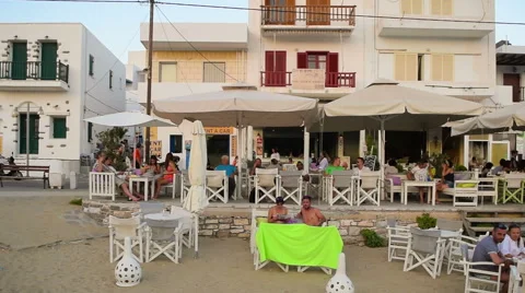 Pisw Livadi village at Paros island in Greece panning. Stock Footage