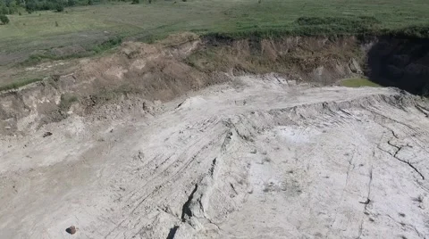 Pit with clay from quadcopter height Stock Footage 67399480