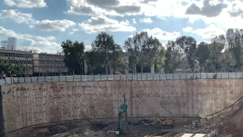 Pit for the construction of a multi-storey building Stock Footage 152185919