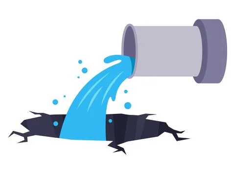 A pit for draining water from a pipe. Stock Illustration