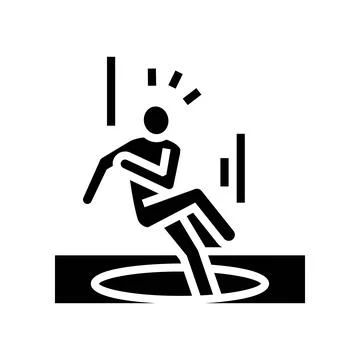 Pit fall man accident glyph icon vector illustration イラスト素材