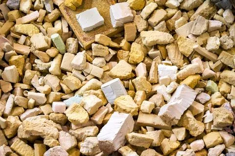 Pit with foam rubber for jumping in old gymnastic center Stock Photos
