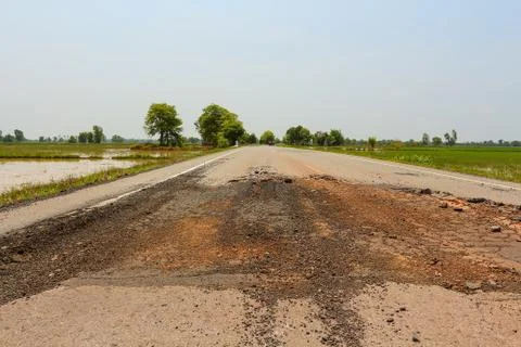 Pit on highway. Stock Photos