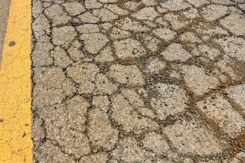 Pit on highway. Stock Photos