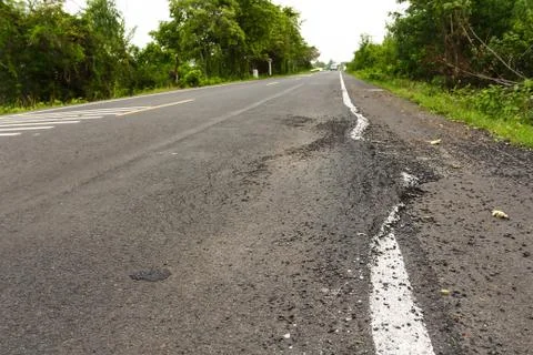 Pit on highway. Foto stock
