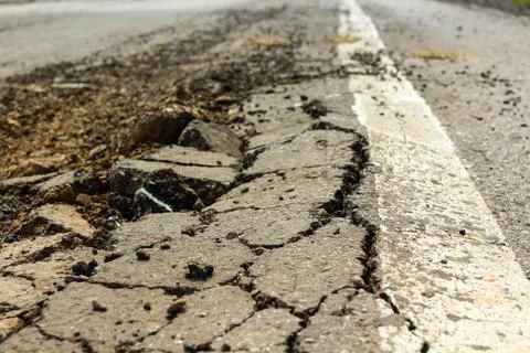 Pit on highway. Stock Photos