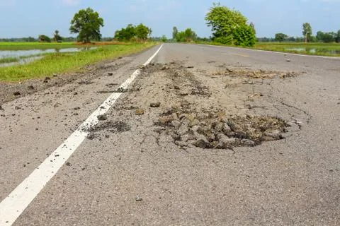 Pit on highway. Foto stock