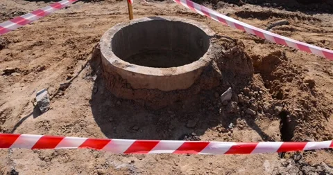 Pit for laying different layers of materials before asphalting road , a white Stock Footage 299602644